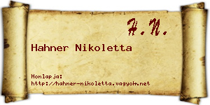 Hahner Nikoletta névjegykártya